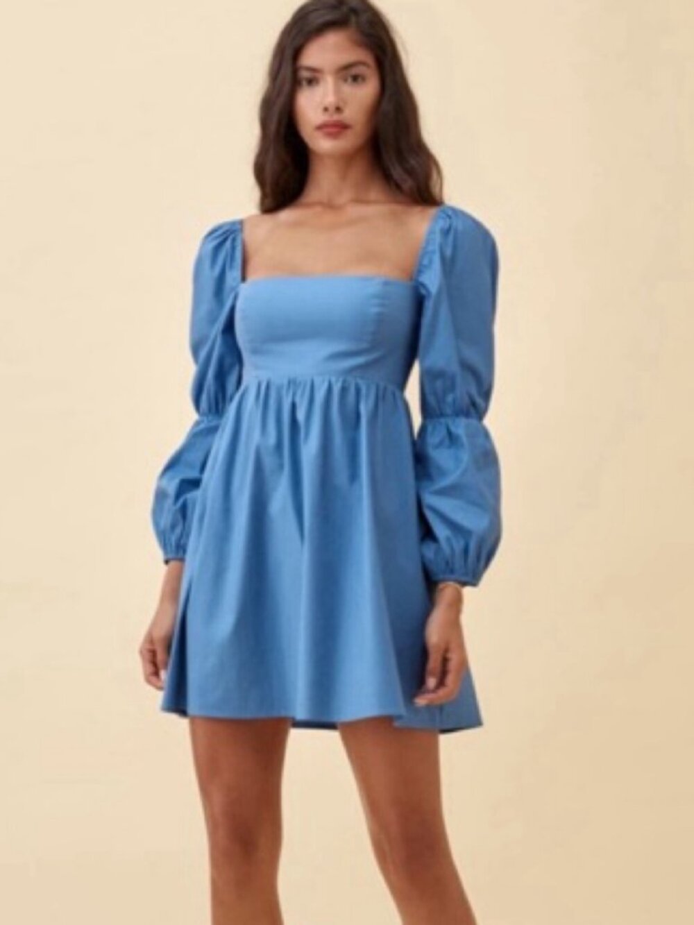 Reformation Michaela Babydoll Mini Dress in Blue